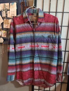Vintage Bright Button Up Shirt sz L